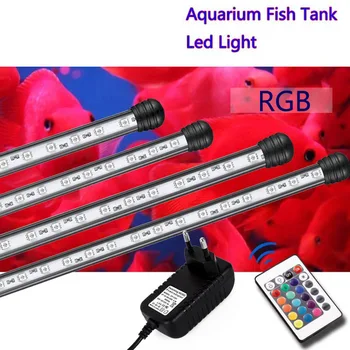 Аквариумный лампа с регулируема яркост RGB, водонепроницаемое бельо, бар лампа, дистанционно управление, аквариумный с лампа, штепсельная вилица от Великобритания