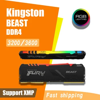 Kingston FURY Beast DDR4 RGB Оперативна памет 8 GB 16 GB 32 GB До 3600 Mhz Kingston Memory Поддръжка на настолни КОМПЮТРИ LGA1700 4AM дънна Платка XMP