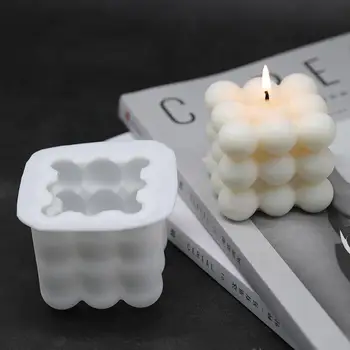 1 бр. Квадратна форма за свещи във формата на куб, соев восък, етерично масло, свещ за ароматерапия, направи си сам, свещ във формата на облак, Материал, восък, 3D силиконова форма