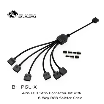 Bykski B-1P6L-X удължителен кабел за Синхронизация RGB от 1 до 6 12 В 4pin Hub Разширяване За Синхронизиране на Осветление С водно охлаждане на дънната платка