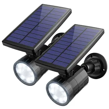 AMIR 2 БР. led слънчев прожектор с датчик за движение, открит лека нощ, водоустойчив слънчева светлина за сигурност, улично led осветление