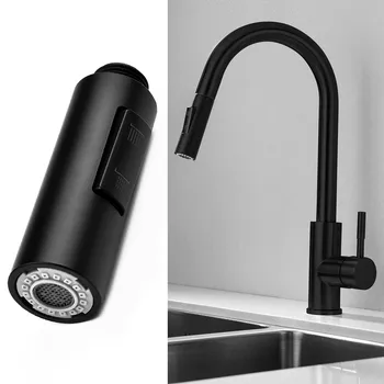 Прибиращ се накрайник за душ с пистолет, кухненски разтегателен кран, дубликат подмяна на пръскачка за баня, черен стандартен конектор G1 /2