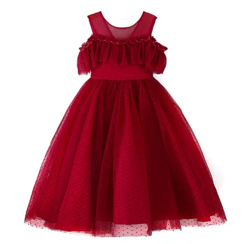 Детски дрехи от 5 до 14 години, долна пола, сватбената рокля на цветя модел за момичета, къса рокля на принцеса, рокля розов цвят за момичета, детски представа