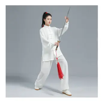 Жена памук коприна китайски костюм тайдзи, мъжки униформи за кунг-фу, Ушу, униформи за бойни изкуства, яке уин Чун, панталони, дрехи за източни упражнения