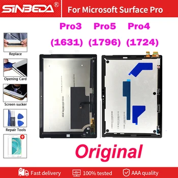 Оригиналът е за Microsoft Surface Pro 3 1631 Pro 4 1724 Pro 5 1796 LCD дисплей С Сензорен екран Дигитайзер В Събирането на Surface Pro 5 LCD