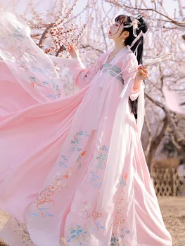 Yourqipao Лятна розова пола Hanfu за млади момичета, костюм на фея за cosplay, традиционно кимоно Hanfu в китайски стил за жени