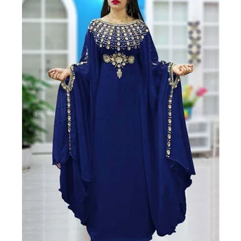 Африкански кафтан Дубайские caftans с дълъг ръкав и яка марокански Абая Фараша Дълга рокля Рокли 56 инча