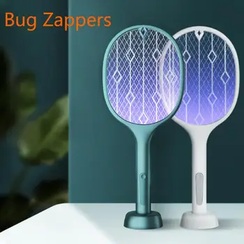 3 слой на окото Електрическа мухобойка от комари, USB акумулаторна ракета от комари, мухобойка за дома на открито