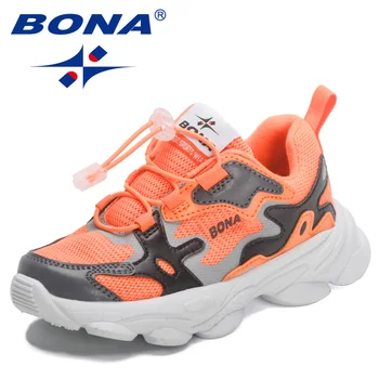 BONA 2023 Нови дизайнерски модни обувки, детски обувки за ходене, детска нескользящая лека спортни обувки, детски качествени маратонки за бягане
