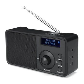 Джобно DAB + цифрово радио-Безжична стереодинамик Bluetooth LCD дисплей Подкрепа слушалки за улицата Будилник FM, AUX