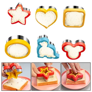 Форма за хляб със собствените си ръце, за деца, животни, динозаври, звезда, под формата на сандвич с форма на сърце, метални кутии за бисквити от неръждаема стомана, форма за печене