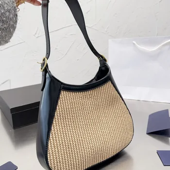 Тканая чанта, дамски чанти на рамо, луксозна дизайнерска плажна чанта, голяма чанта голям за подмишниците, кожена зашити чанта, чанти за жени