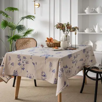 Правоъгълна покривка с флорални принтом в ретро стил, памучен бельо покривка за кафе, покривка за масата за хранене, на фона на плат за украса на масата