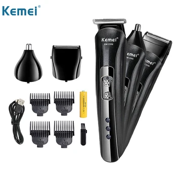 Kemei 3 в 1 тример за косми в носа, машинки за подстригване на брада, мъжки професионален фризьорски машина за подстригване на коса, електрическа пишеща машина за бръснене KM-1506