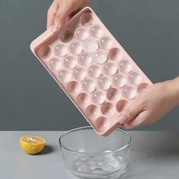 3D Кръгла тава за кубчета лед с капак Пластмасова форма за лед под формата на диамант сферическом стил, направи си сам, форма за приготвяне на топчета за лед, Кухненски инструменти