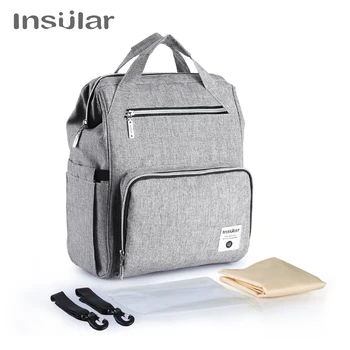 Остров брандираната чанта за памперси за бременни, многократна употреба и раница за детски пелени, чанта за количка, дизайнерска чанта за хранене