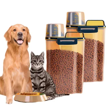 Контейнер за храна за кучета и котки, запечатан пластмасов резервоар за съхранение, устойчиви на вода запечатани кутии, Прозрачни бутилки и буркани, аксесоари за домашни любимци