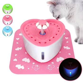 2Л Автоматично фонтан за котешка вода LED електрически домашен любимец пиенето за котки Купа Тъпо вода опаковка за кучета и котки Пиенето за домашни любимци