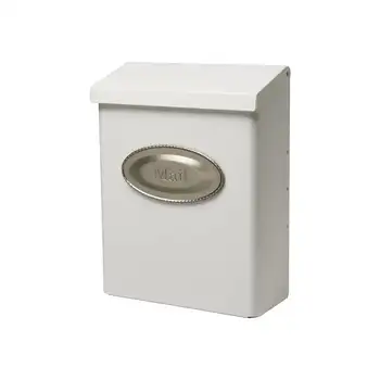 Дизайнерски стенен пощенска кутия от поцинкована стомана бял цвят с ключалка 12-1 / 2 инча. В x 4-3 / 8 инча. Ш x 9-5/8 см L