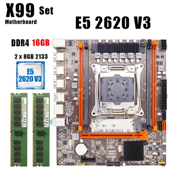 Комплект дънната платка X99 LGA 2011 3 За Intel E5 2620 V3 CPU 16GB ECC Server RAM Memory M. 2 Nvme LGA 2011 V3 Комплект на дънната платка