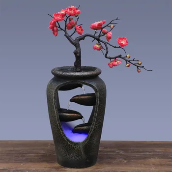 Едрогабаритна ваза от смола, Имитация на растенията Фонтан Украса на ландшафта стая Водопад с течаща вода Геомантическое украса