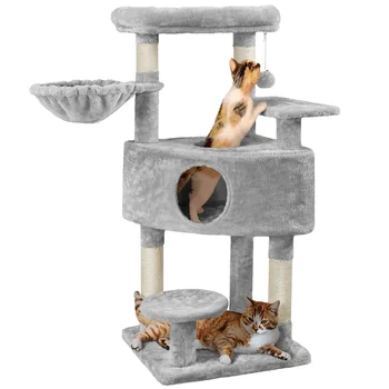 Мулти-плюшен котешка елха, кула за занимания на закрито с кошница, на етажната собственост за котки, аксесоари за котки, рама за катерене котки, играчки за котки