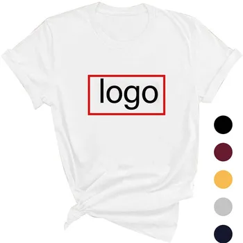 Създаване на вашия лого, мъжки и женски обикновена тениска, лятна градинска мода, директни върхове с кръгло деколте и къси ръкави