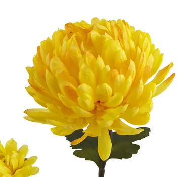 Изкуствени цветя, хризантема (комплект от 12 броя), жълт
