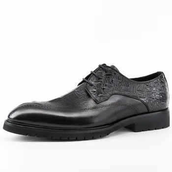 Мъжки модел обувки с крокодиловым модел, класически реколта дизайнерски луксозни обувки от естествена кожа ръчно изработени, модни сватбени oxfords, работни обувки