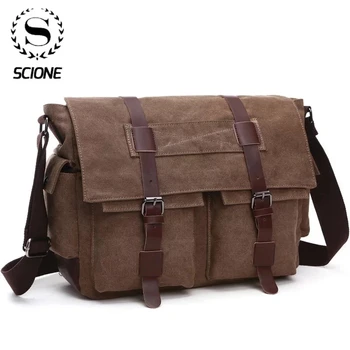 Scione, мъжки бизнес чанти-незабавни посланици, мъжка чанта през рамо, холщовая чанта през рамо, ретро Ежедневни офис чанта