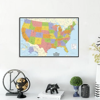 60*40 см Карта на Съединените Щати, плакат на съвременното изкуство, стенни декоративна живопис върху платно, ученически пособия, хол, домашен декор