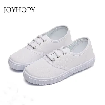 Класическа бяла парусиновая обувки за момичета, детски спортни обувки за момчета, дишащи обувки за момчета и момичета, мека детска, училищна обувки, размер 22-33