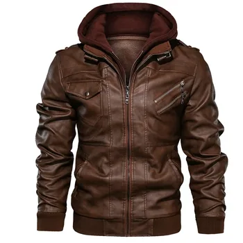 Мъжки якета от изкуствена кожа с качулка, есен-зима, нова мода ежедневни тънка мотоциклетът яке, байкерские палто, мъжки марка дрехи 3XL
