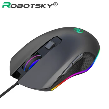 USB жичен мишката 6400 точекна инч Оптична компютърна офис RGB светещ детска мишката, за КОМПЮТЪР, лаптоп нескользящая жичен мишка за геймъри
