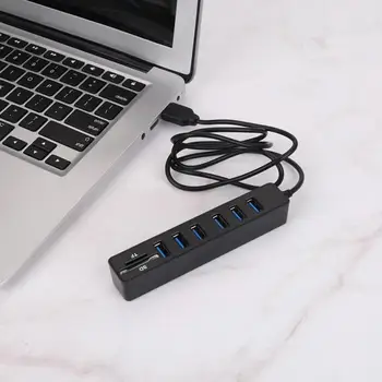 Станция USB-адаптер, практичен високоскоростен USB сплитер, мини-USB сплитер, четец на карти памет SD/TF карта, концентратор на данни за лаптоп