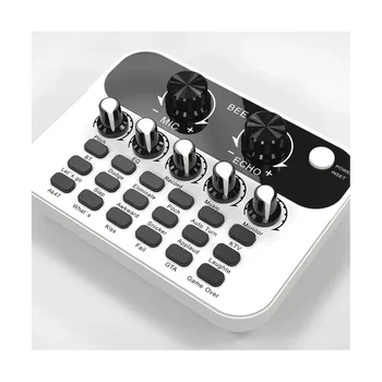 Мини-аудиоинтерфейс звукова карта V8, смесител, подкасти, подходящ за КОМПЮТЪР, компютър, телефон, ефекти, запис на предавания