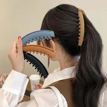 Модерен матиран банан в корейски стил, шнола за коса, твърди скоби-нокти, гребен за гъста коса, продажба на едро на аксесоари за коса за жени
