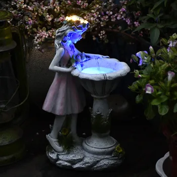 Статуята на цветя феите, украшение от слънчева светлина, декорация за градината във вътрешния двор, скулптура на ангел от смола, микроландшафтный декор