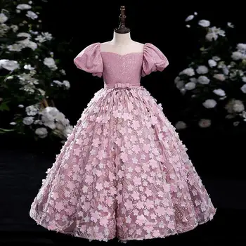 Бебешка рокля 2023, пролетта с нова рокля за момичета, пищни рокля за представяне на пиано, елегантна вечерна рокля за подиум