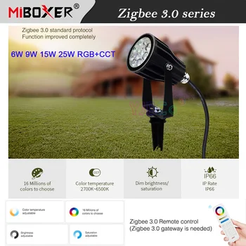 Miboxer Zigbee 3,0 6 W 9 W 15 W И 25 W RGB + CCT Led Градински Лампа Умен Уличен Лампа за Тревата Водоустойчив IP66 Гласов / Приложение за Управление на AC110V-220V