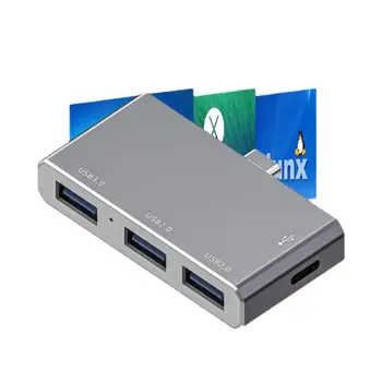 1-5 бр. хъб USB 3.0 Type C 4 в 1, многопортовая докинг станция, сплитер, мини-USB хъб 3.0 от с сплав, високоскоростен адаптер за PC