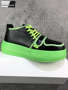 Лятна мъжки ежедневни обувки с дебело дъно, дантела, цветно дизайнерски обувки, мъжки градинска обувки на платформа в стил хип-хоп