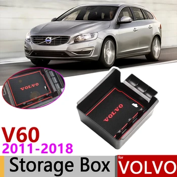 за Volvo V60 2011 ~ 2018 централния подлакътник кутия за съхранение, подреждане, почистване, авто органайзер, аксесоари 2012 2013 2014 2015 2016 2017