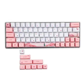 Механична Клавиатура За Сублимация боя Sakura Сладко Keycaps PBT OEM Profile Keycap За клавиатура GH60 GK61 GK64