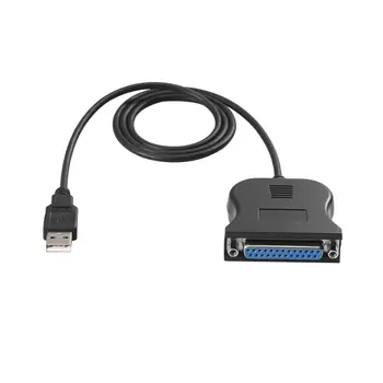 Черно двупосочен паралелен интерфейс, USB свързващ с 25-пинов паралелен кабел DB25 за принтер, адаптер, кабел конвертор