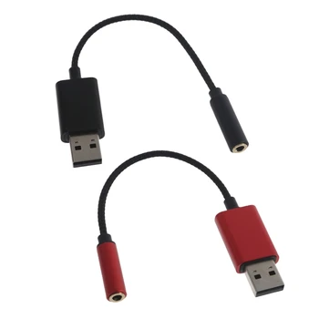 USB конектор за микрофон 3,5 mm, Аудиоадаптер за Слушалки, Звукова карта USB с 4-Полюсным кабел TRRS микрофон с поддръжка на USB-Aux
