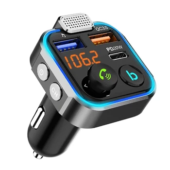 Микрофон Безжична Bluetooth адаптер за кола 5,0 Предавател fm MP3 за автомобилния аудиоприемника USB предавател бързо зарядно устройство за кола модулатор