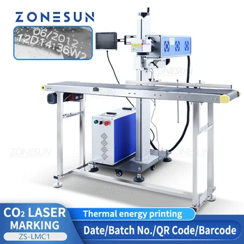 ZONESUN Лазерна standalone, маркировъчна Машина За кодиране датата на QR баркод Стъклена Пластмасова Бутилка Производството на опаковки за кожа и Дърво ZS-LMC1