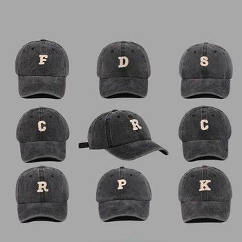 Бейзболни шапки с буквенной бродерия R на жените и мъжете, в есенно-зимната памучен регулируема бейзболна шапка, ежедневни шапки за татковци, дамска шапка в стил хип-хоп
