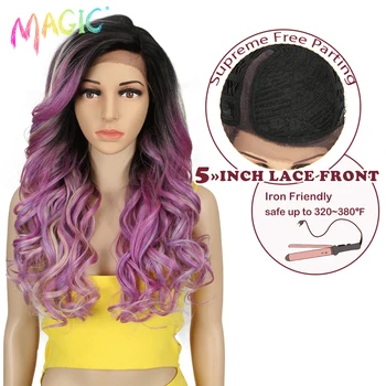 Магически синтетични перука, завързана, къдрава перука, 22 инча, къдрави светли, сиви, розови, лилави, топлоустойчива перуки за черната жена, cosplay, странична част
